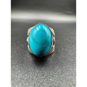 Vintage Navajo Turquoise Sterling Silver Ring Arthur J Williams Cabochon 12.69g